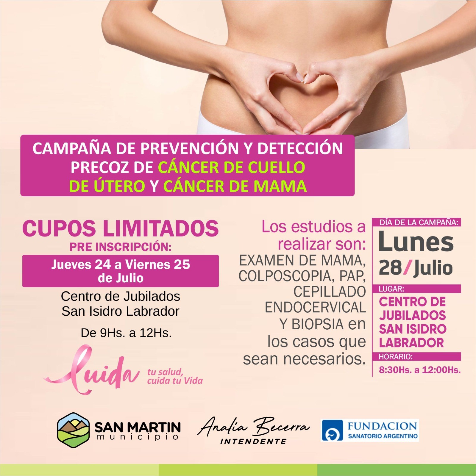 SAN MARTÍN: impulsa una nueva campaña de prevención del cáncer de cuello de útero y mama