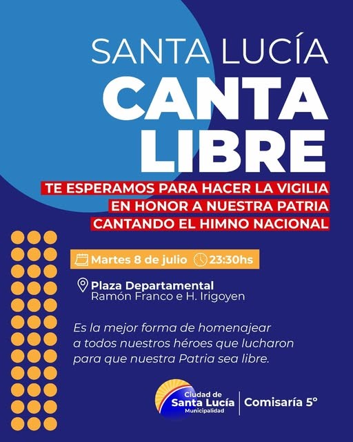 SANTA LUCÍA: te espera el próximo martes 8 de julio