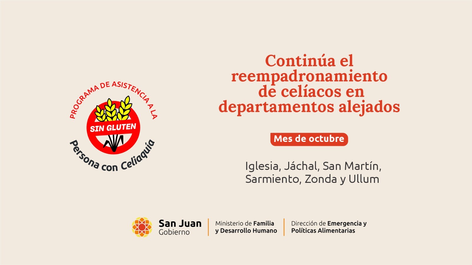 Reempadronamiento para quienes reciben módulos alimentarios por celiaquía