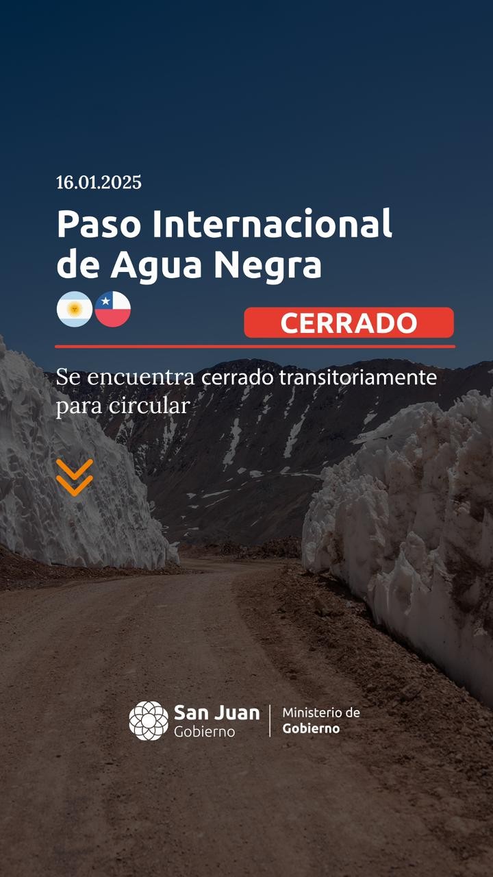 PASO INTERNACIONAL AGUA NEGRA: Cerrado