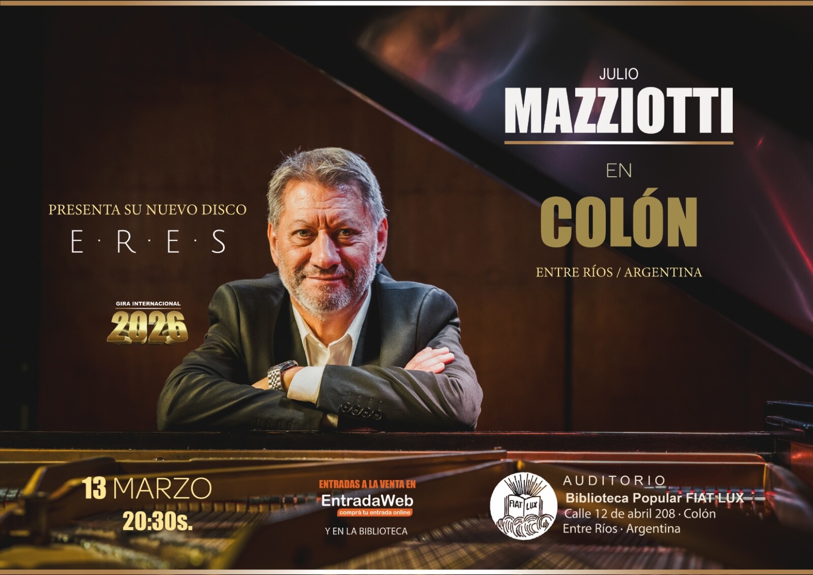 Julio Mazziotti presenta su nuevo álbum “E·R·E·S” en la  Biblioteca Fiat Lux.