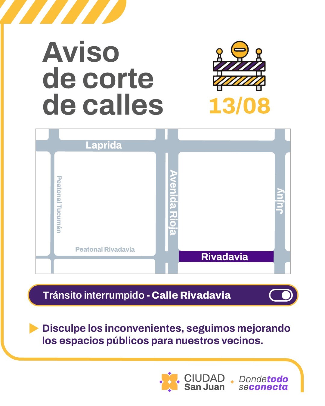 La Municipalidad de la Ciudad informa cortes de calles