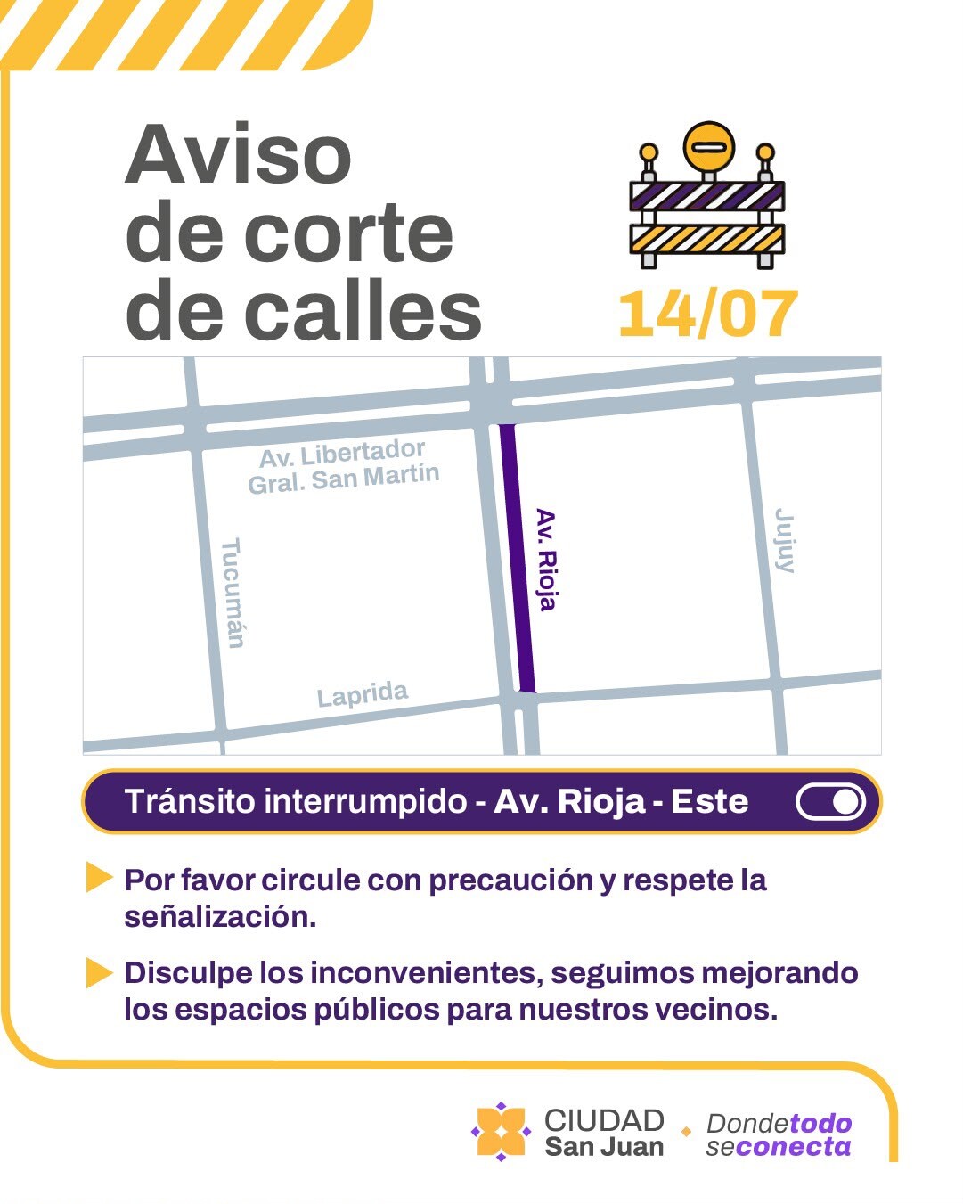 PLAN 50 CUADRAS: Tránsito interrumpido para este día martes 14/07