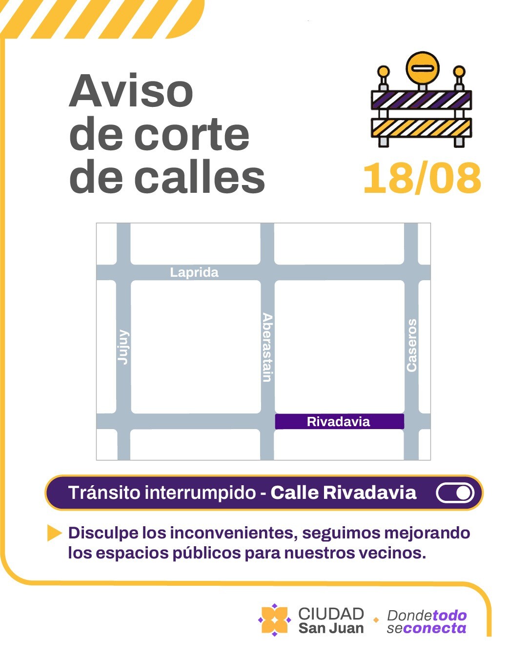 La Municipalidad de la Ciudad de San Juan informa corte de calles
