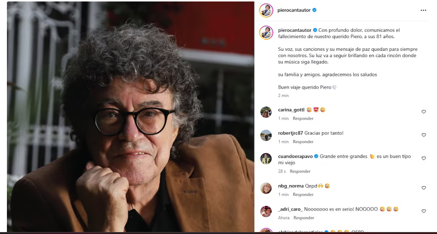 Murió Piero a los 81 años: el creador de “Mi viejo” y voz fundamental de la canción popular argentina