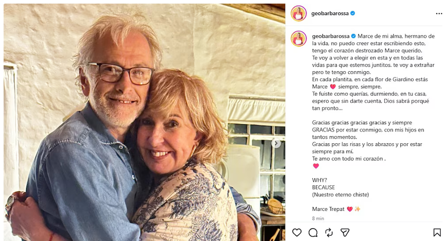 Captura de pantalla 2026-10-24 225032.png Murió el actor Marcelo Trepat a los 62 años: el desgarrador adiós de Georgina Barbarossa a su “hermano de la vida”