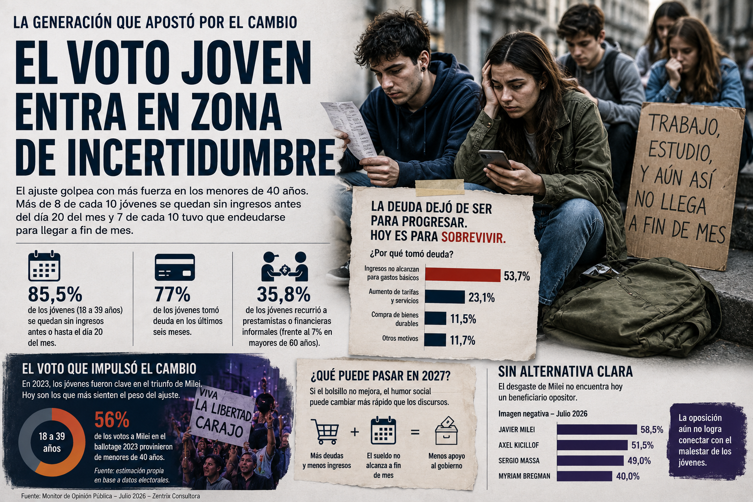 Milei frente a su prueba más difícil: convencer al que ya no llega a fin de mes