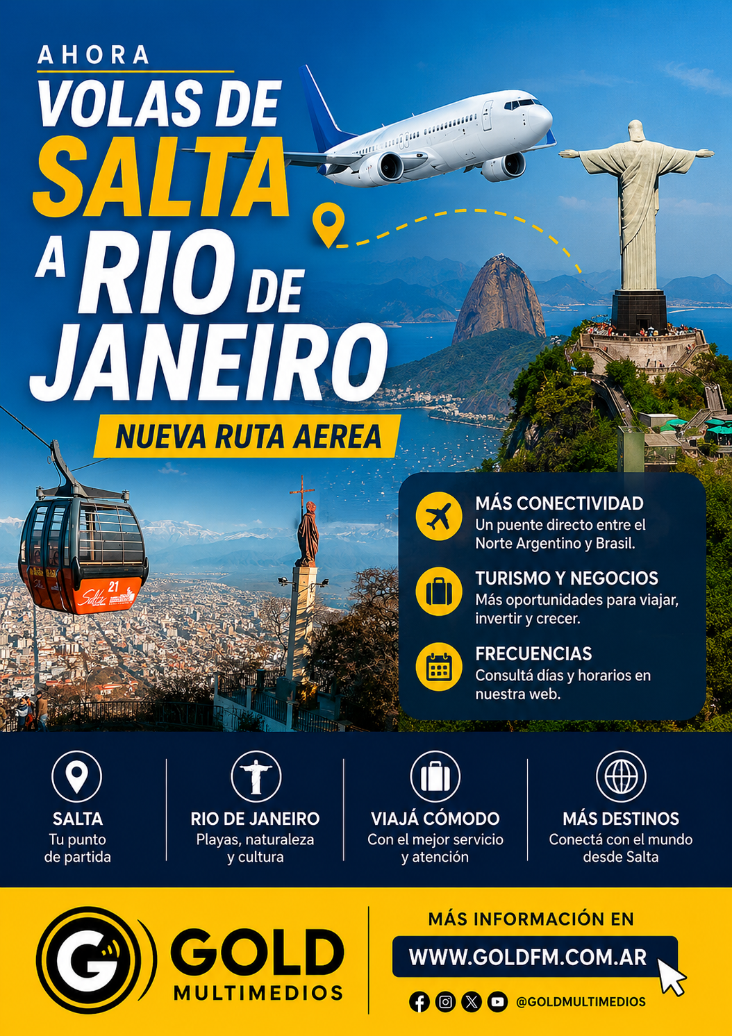SALTA TENDRÁ VUELOS DIRECTOS A RÍO DE JANEIRO Y SE CONSOLIDA COMO EL GRAN HUB AÉREO DEL NORTE ARGENTINO