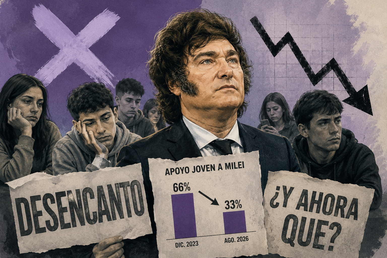 Milei pierde terreno entre los jóvenes: el sector que fue clave para su llegada al poder muestra señales de desencanto Milei pierde terreno entre los jóvenes: el sector que fue clave para su llegada al poder muestra señales de desencanto