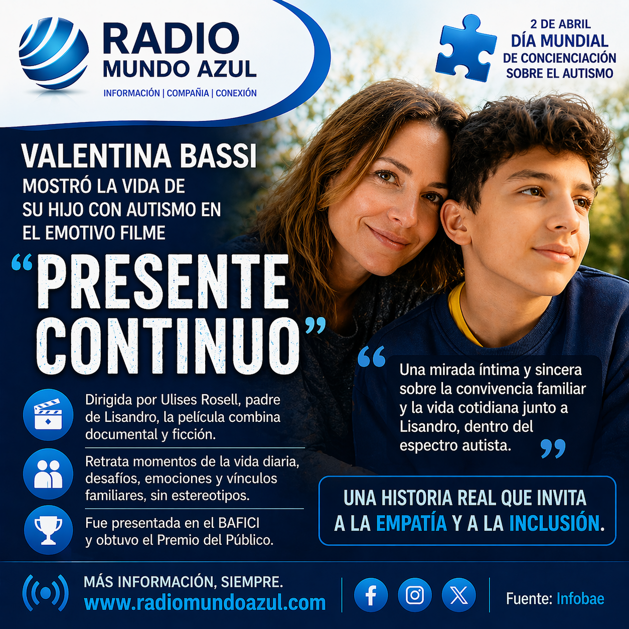 Valentina Bassi mostró la vida de su hijo con autismo en el emotivo filme “Presente continuo”