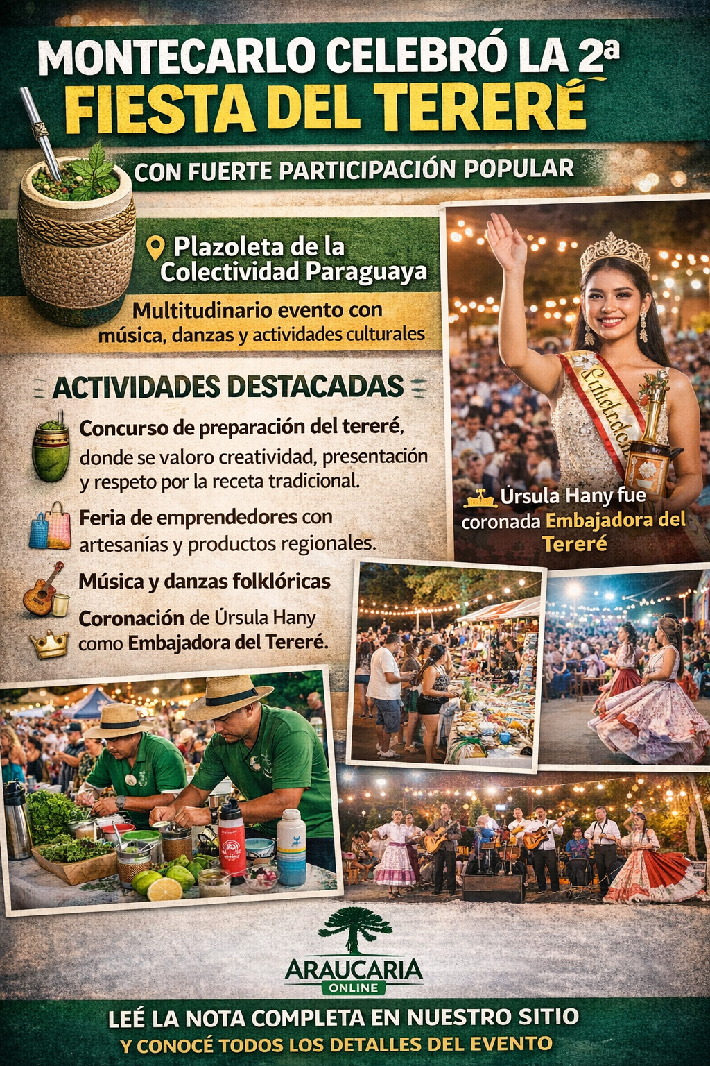 La ciudad de Montecarlo vivió una jornada festiva con la realización de la segunda edición de la Fiesta del Tereré