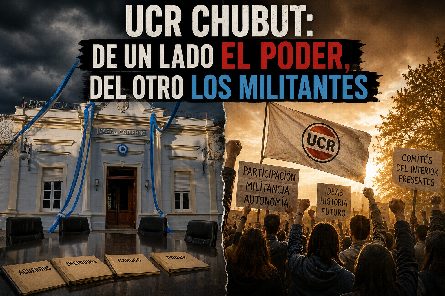 UCR Chubut: de un lado el poder, del otro los militantes UCR Chubut: de un lado el poder, del otro los militantes