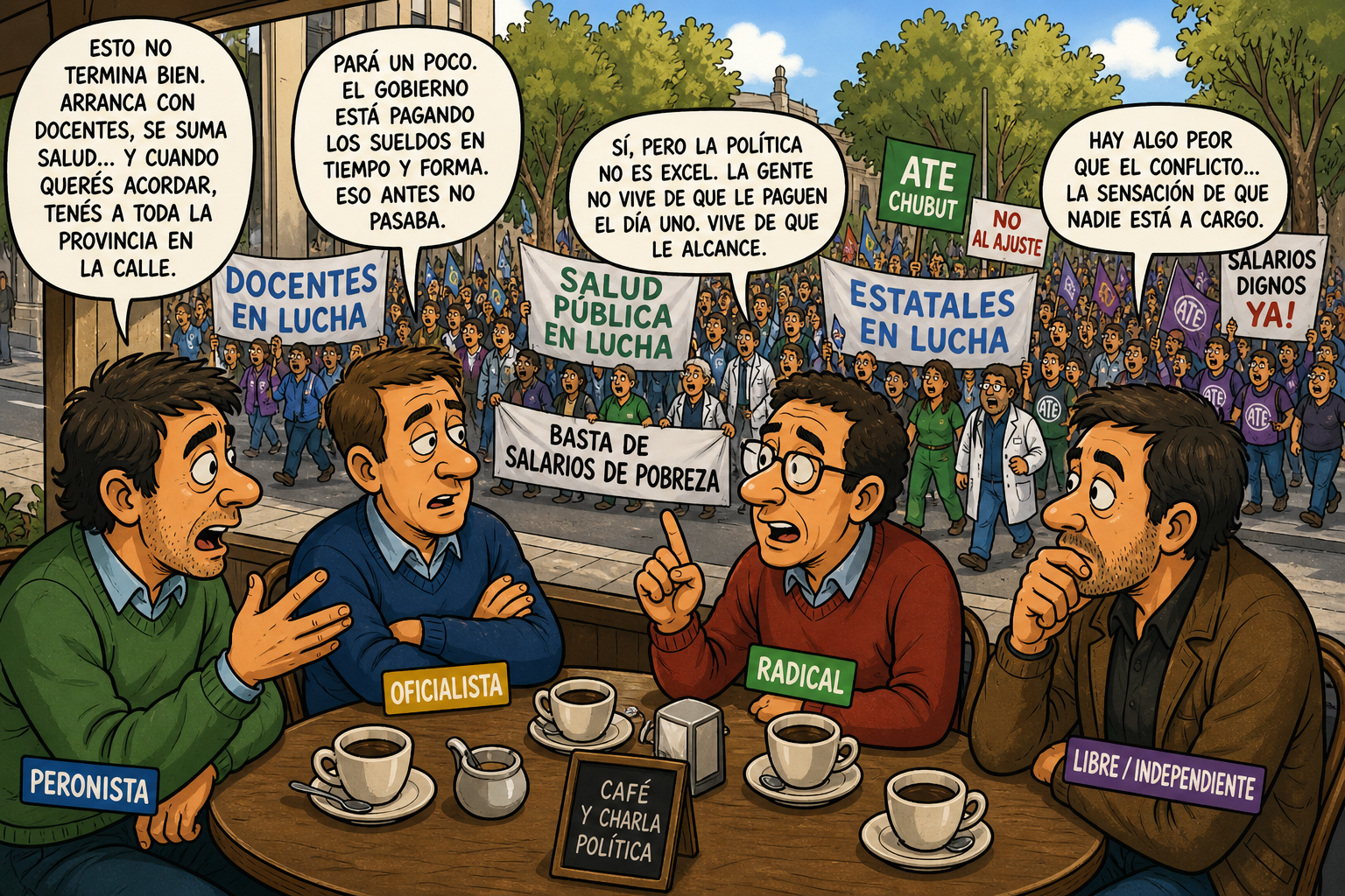 Café frente a Casa de Gobierno: cuatro miradas, una misma preocupación