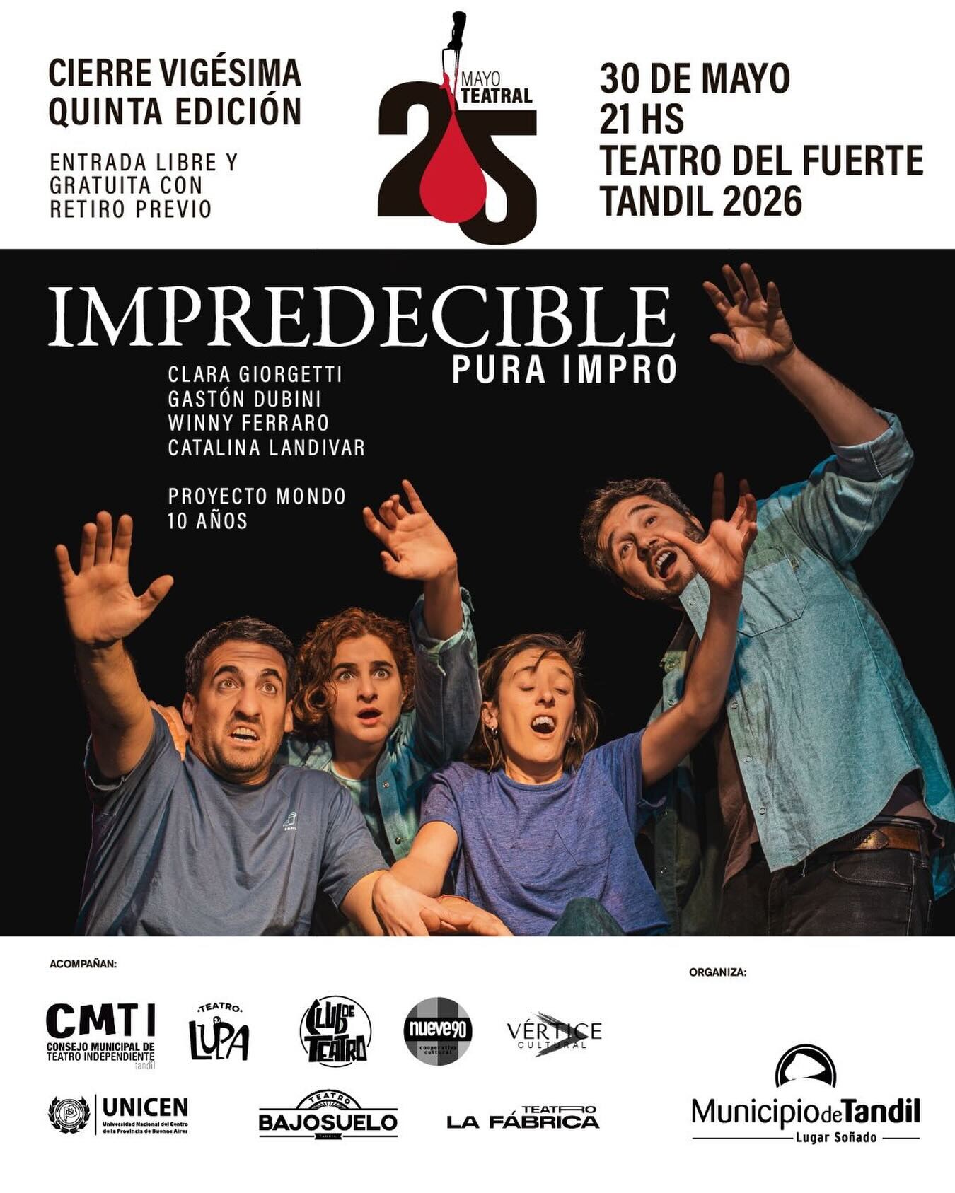 “IMPREDECIBLE, PURA IMPRO” CIERRA EL MAYO TEATRAL