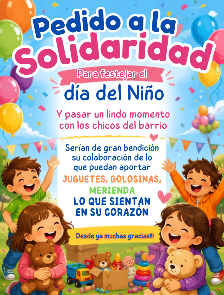Colecta solidaria para festejar el Día del Niño en barrio Copello