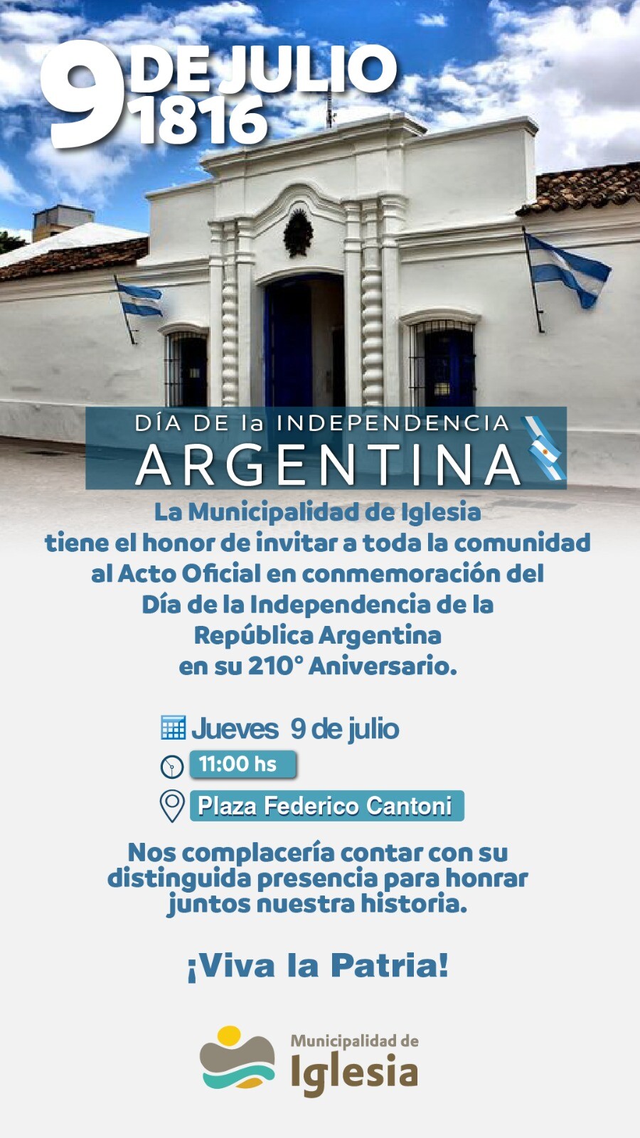 IGLESIA te invita a celebrar el Día de la Independencia Argentina