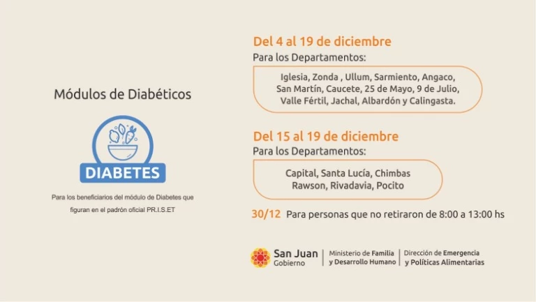 Módulos alimentarios de diciembre para personas con diabetes