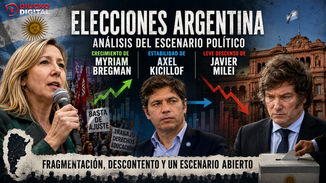 Análisis político del escenario electoral argentino: crecimiento de Myriam Bregman, estabilidad de Axel Kicillof y leve descenso de Javier Milei