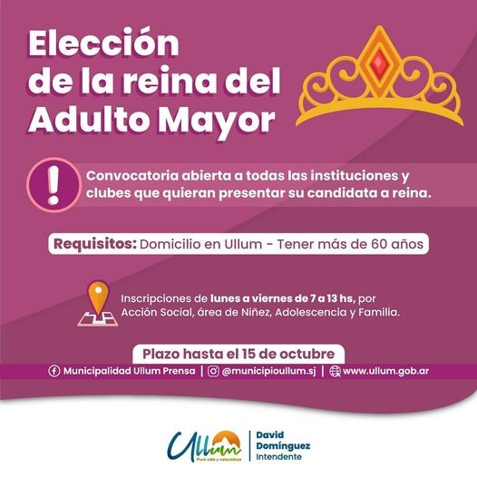 Ullum se prepara para la elección de la Reina del Adulto Mayor