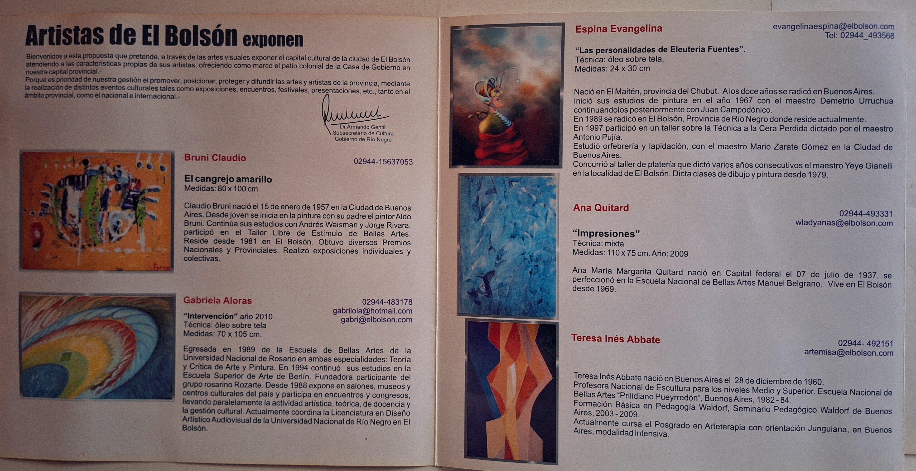 El Bolson Cultura Pintores tarjeta en RN2.jpg