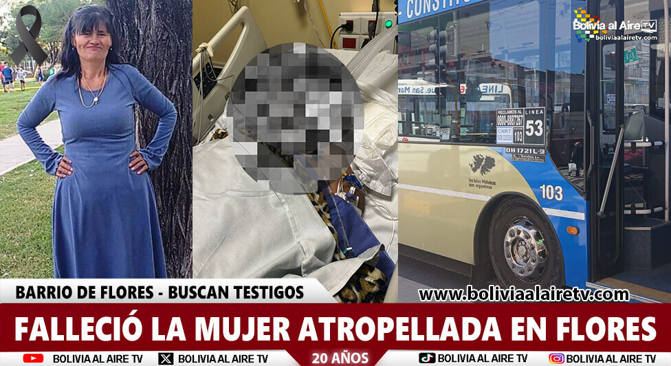 DOLOR: FALLECIÓ LA MUJER ATROPELLADA EN FLORES Y BUSCAN TESTIGOS