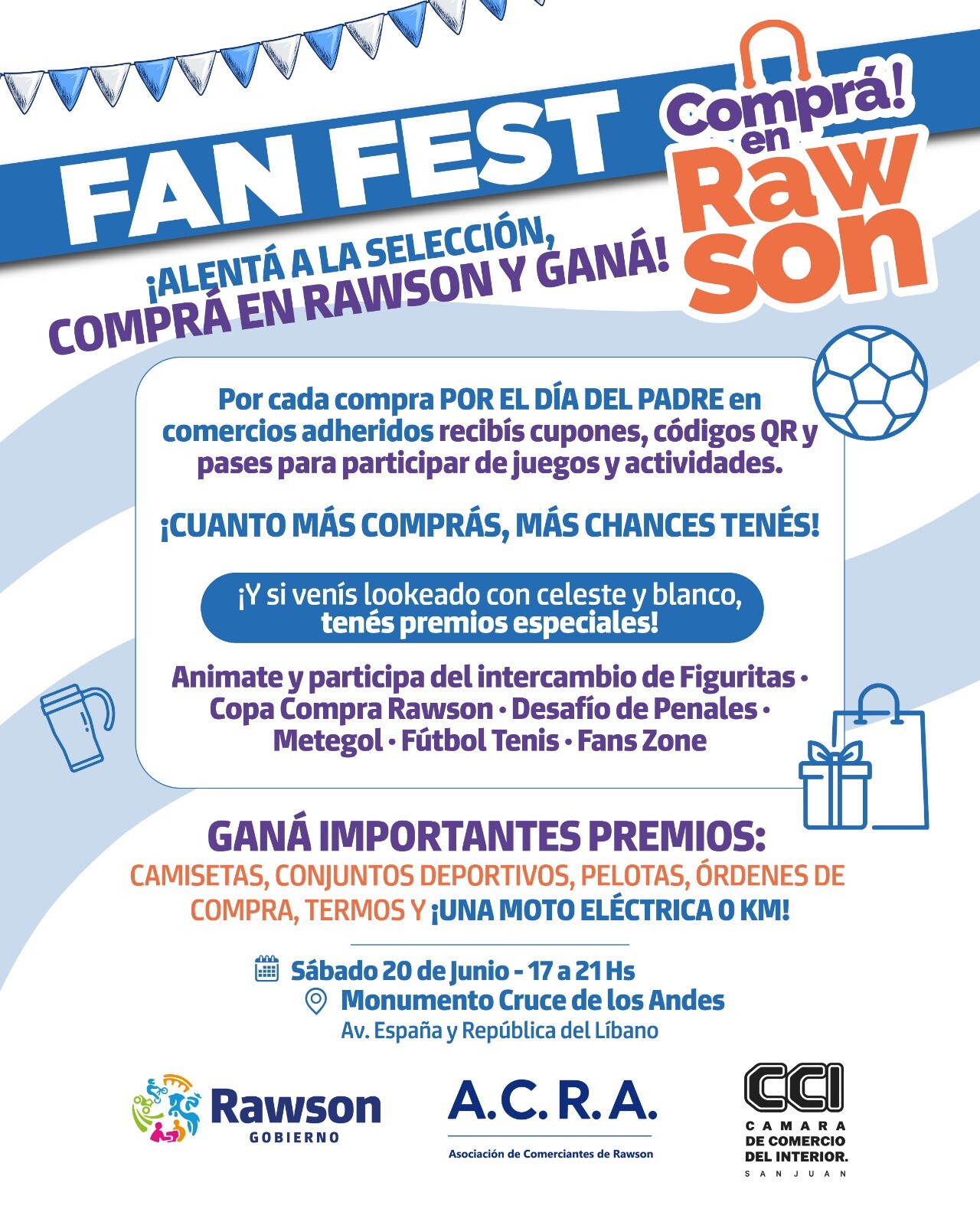 Fan Fest Día del Padre: Comprá en Rawson, alentá a la Selección y ganá grandes premios