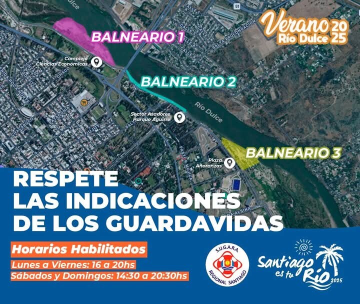 Defensa Civil de la municipalidad y los guardavidas reiteraron las recomendaciones al usar las playas del Río Dulce