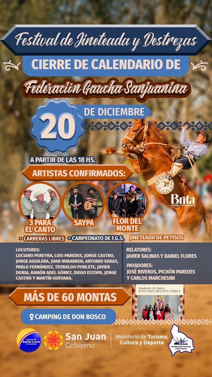 Festival de Destreza y Jineteada de la Federación Gaucha Sanjuanina en SANTA LUCÍA