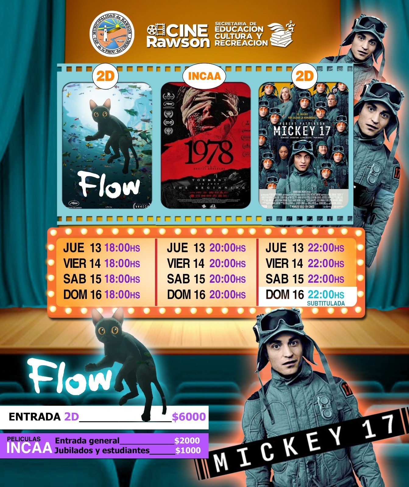 Flyer Cartelera Cine Rawson.jpeg El Cine de Rawson presentó su nueva cartelera con opciones para toda la familia