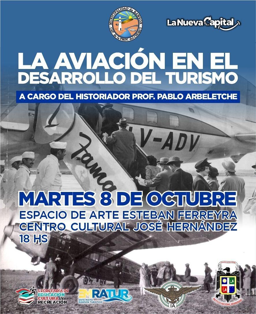 Se realizará en Rawson charla sobre Aviación y Turismo
