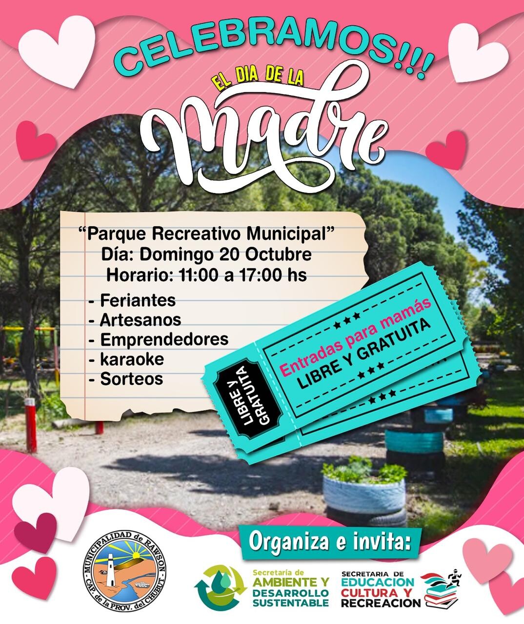 Flyer Día de la Madre.jpeg Rawson invita a celebrar el Dia de la Madre en el Parque Recreativo Municipal