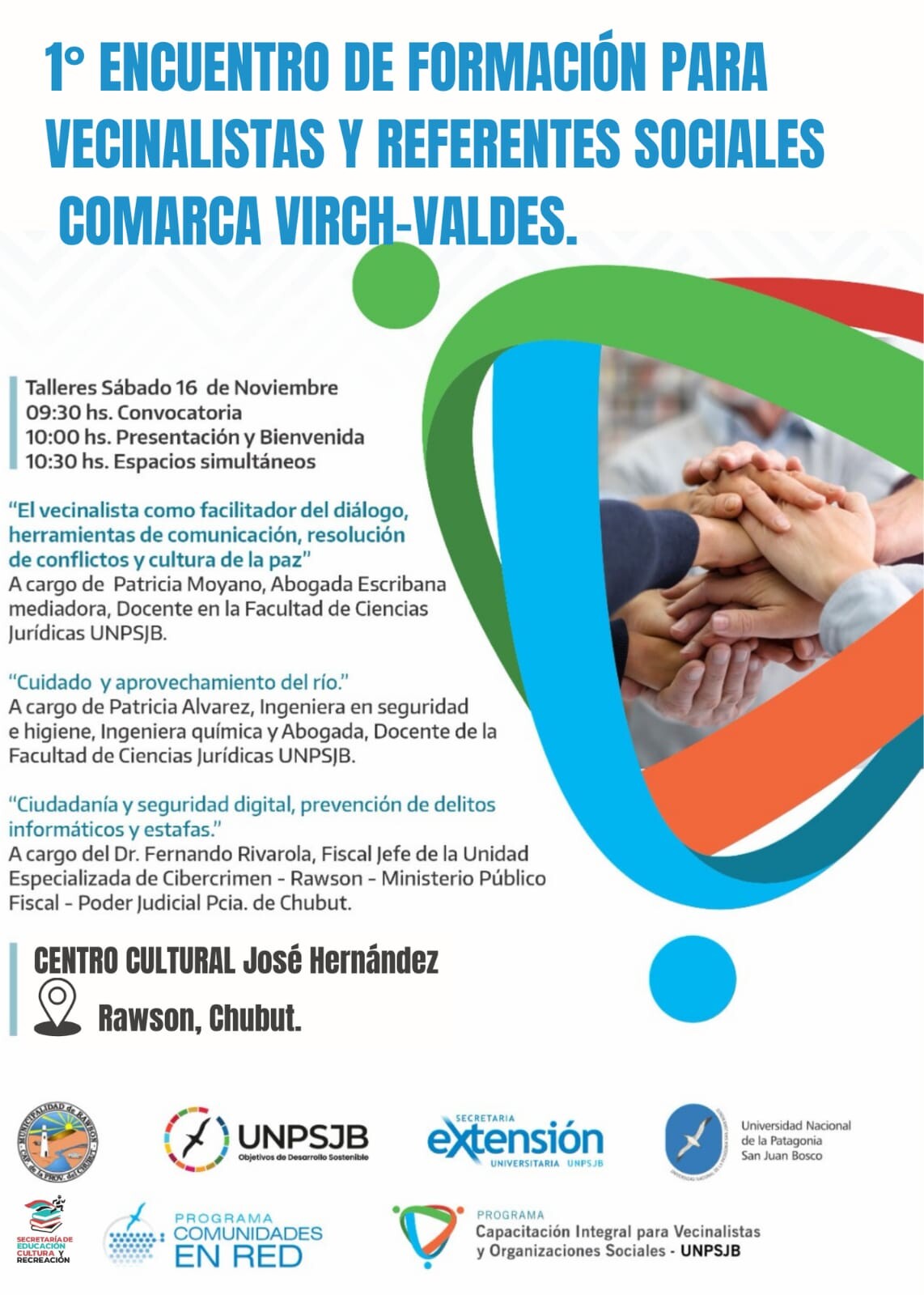 Rawson: últimos días para inscribirse en la Jornada de Vecinalismo y Universidad
