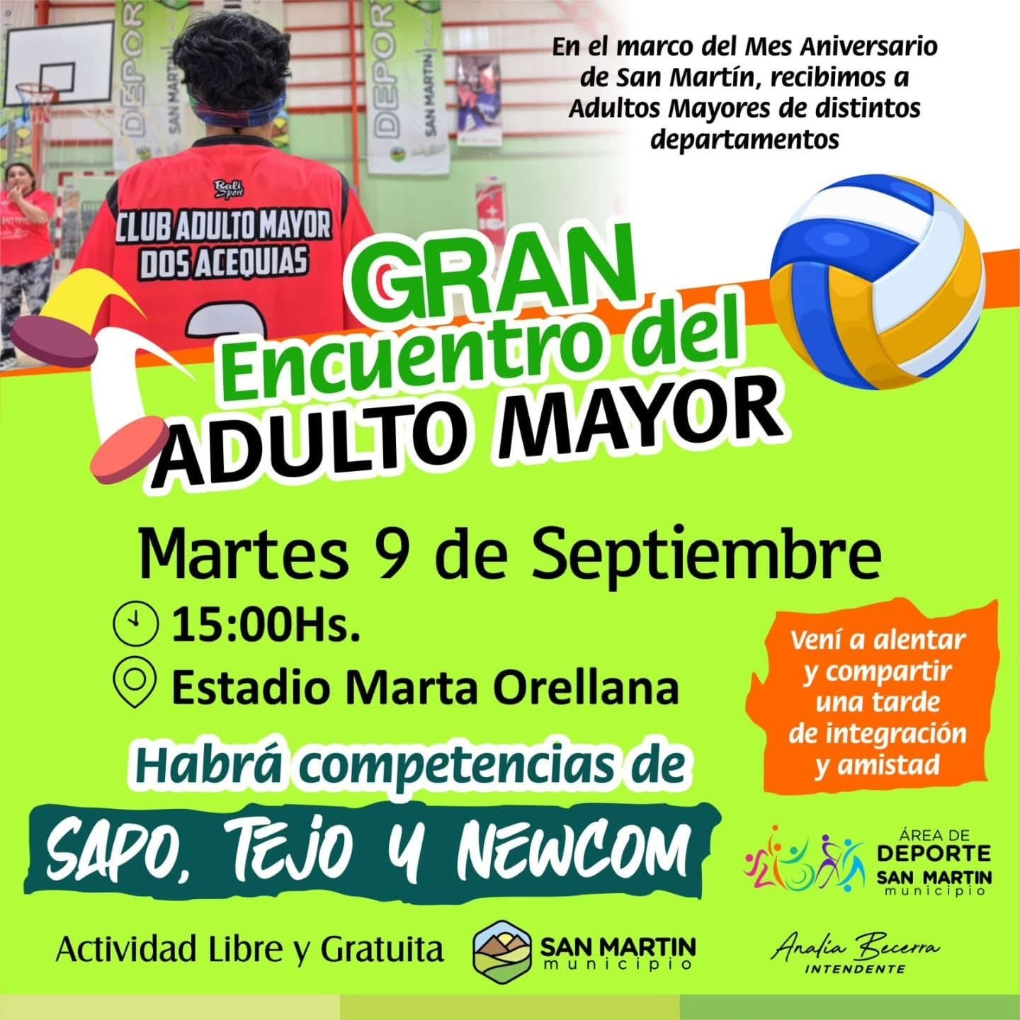 SAN MARTÍN: la Municipalidad invita a participar del Gran Encuentro del Adulto Mayor