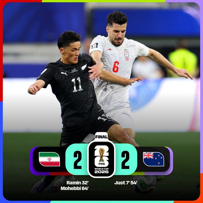 IRÁN Y NUEVA ZELANDA IGUALARON EN UN GRAN PARTIDAZO