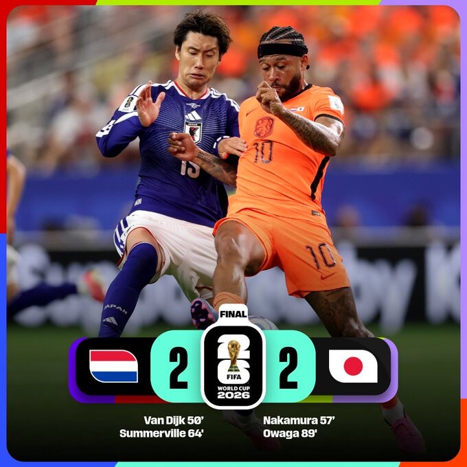 JAPÓN SE LO EMPATÓ SOBRE LA HORA A PAÍSES BAJOS EN UN PARTIDAZO DEL MUNDIAL