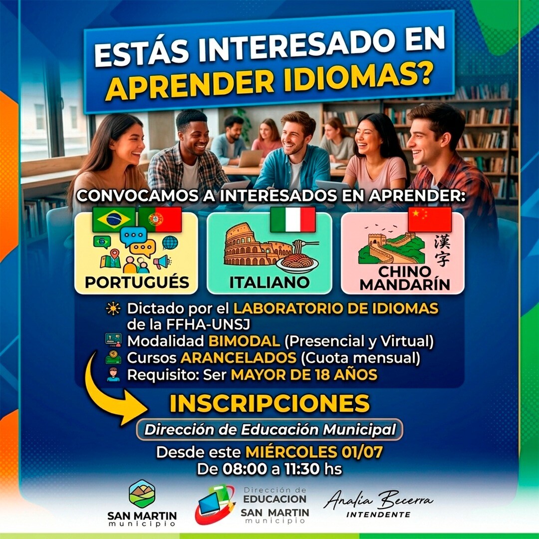 San Martín abre las inscripciones para cursos de idiomas