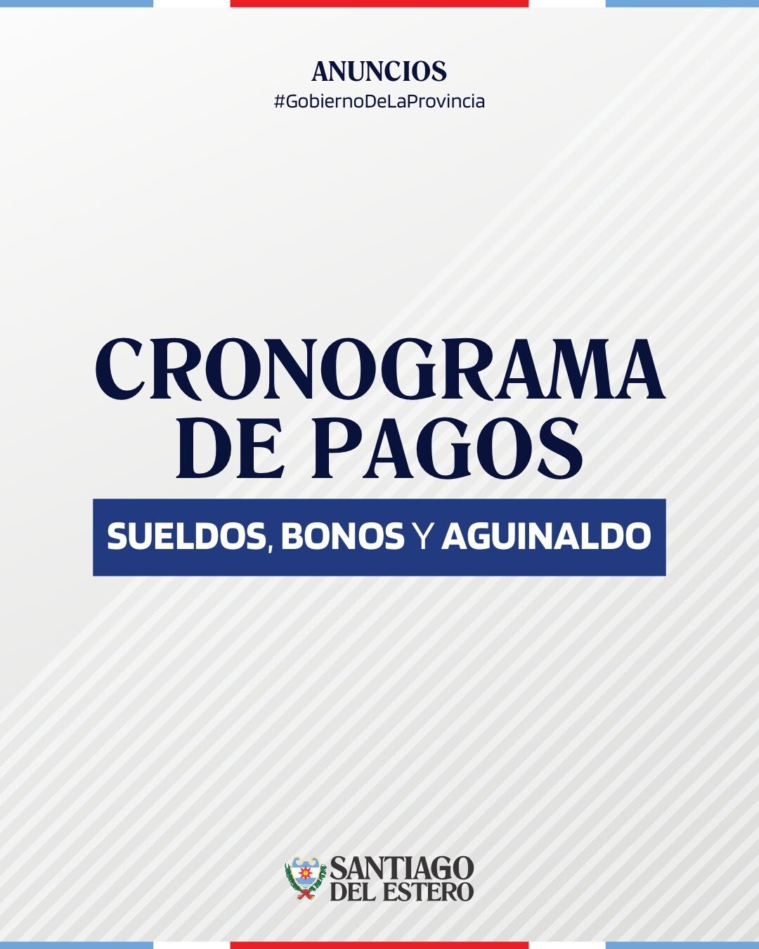 Cronograma de pagos a los trabajadores de la Administración Pública Provincial 