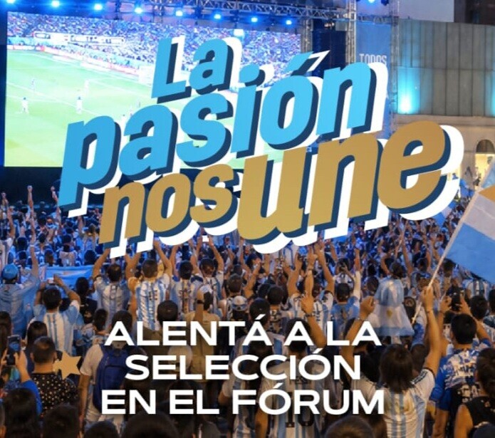 Vuelve la Fan Zone al Fórum para alentar a la Selección Argentina este viernes 3 de julio desde las 14