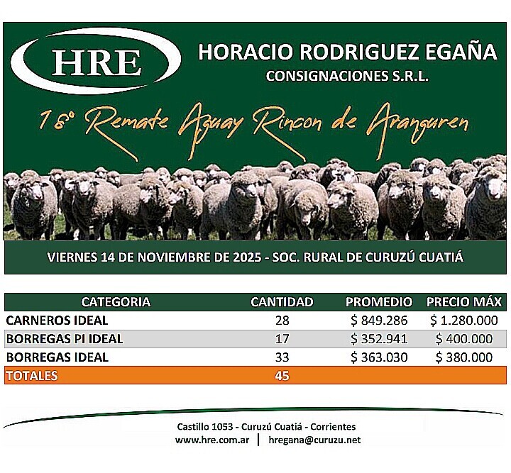 INFO RURAL: EXITOSOS REMATES DE HORACIO RODRÍGUEZ EGAÑA