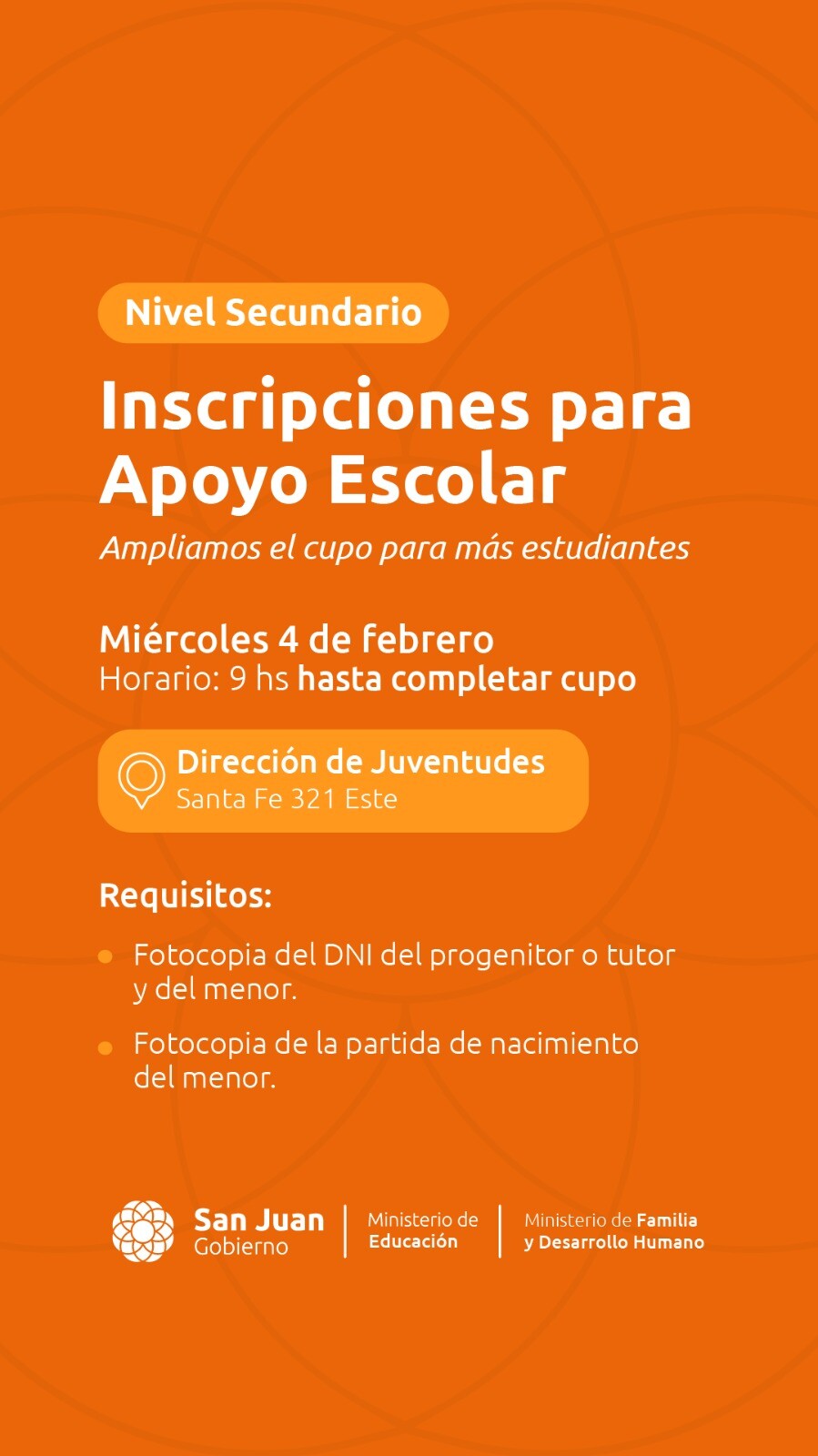 EDUCACIÓN: inicio de Inscripciones para apoyo Escolar