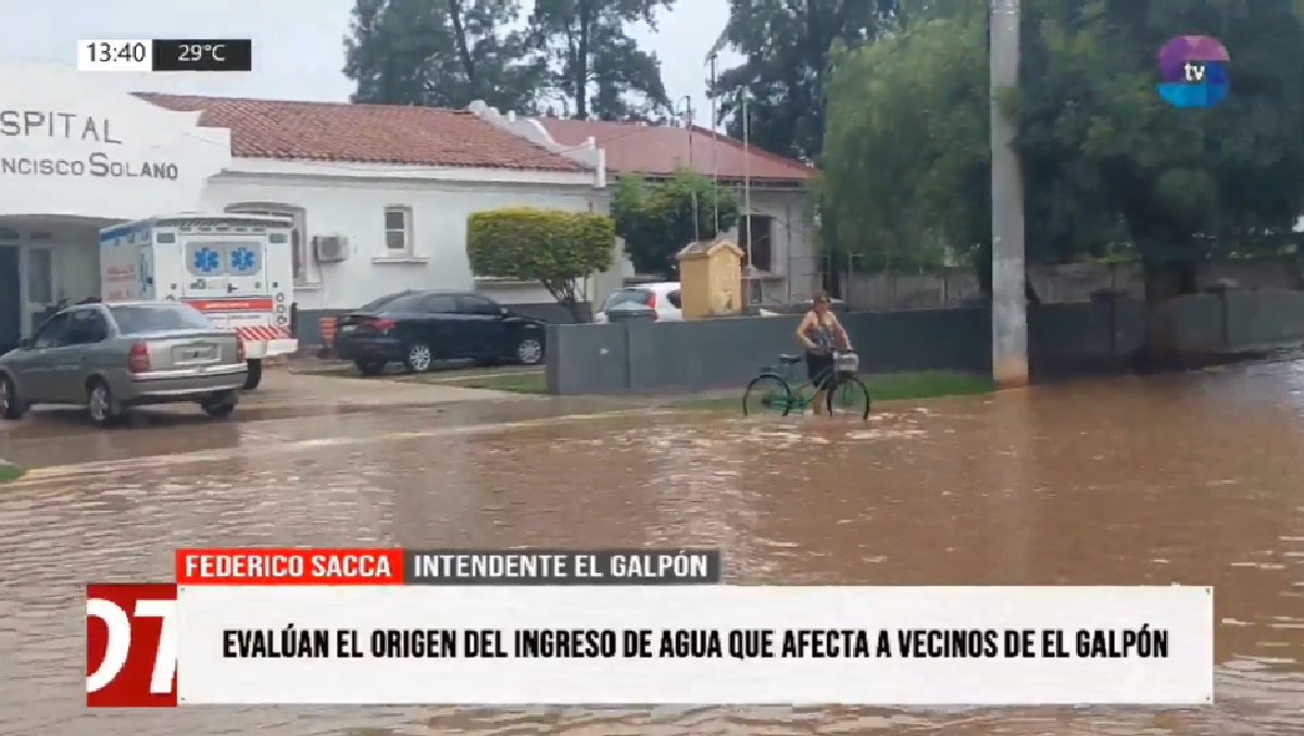 INUNDACION EN EL GALPÓN.png Sacca: «Ningún desagüe puede evacuar el caudal extraordinario que llegó a El Galpón»