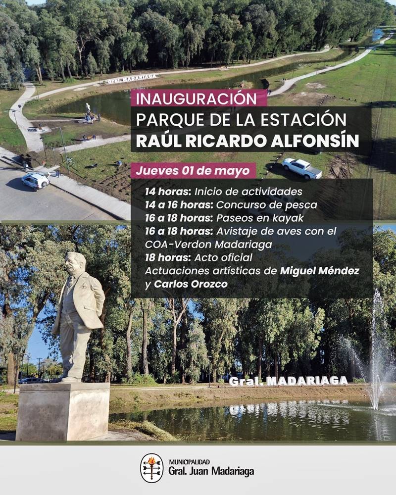 Inauguran el Parque Raúl Alfonsín en Madariaga