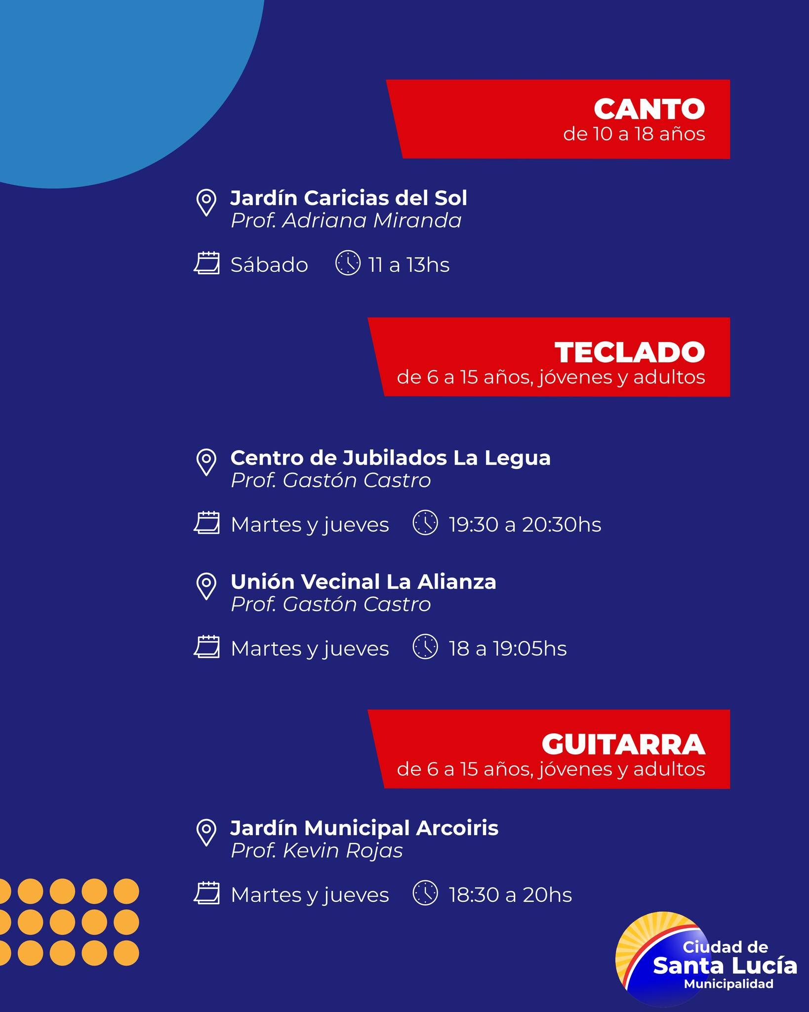 El municipio de Santa Lucia a través de la Escuela de Arte Municipal incorporo nuevas actividades.