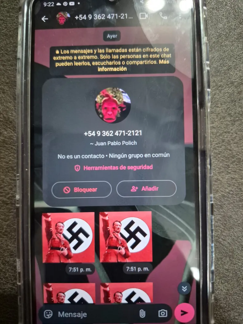 MENSAJE ANTISIMITA.webp ASÍ NO: Corrientes: mensajes de odio religioso, antisemita, e intimidante a familia judía