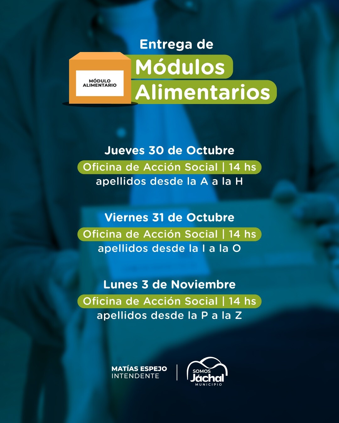 JÁCHAL: entrega Módulos Alimentarios