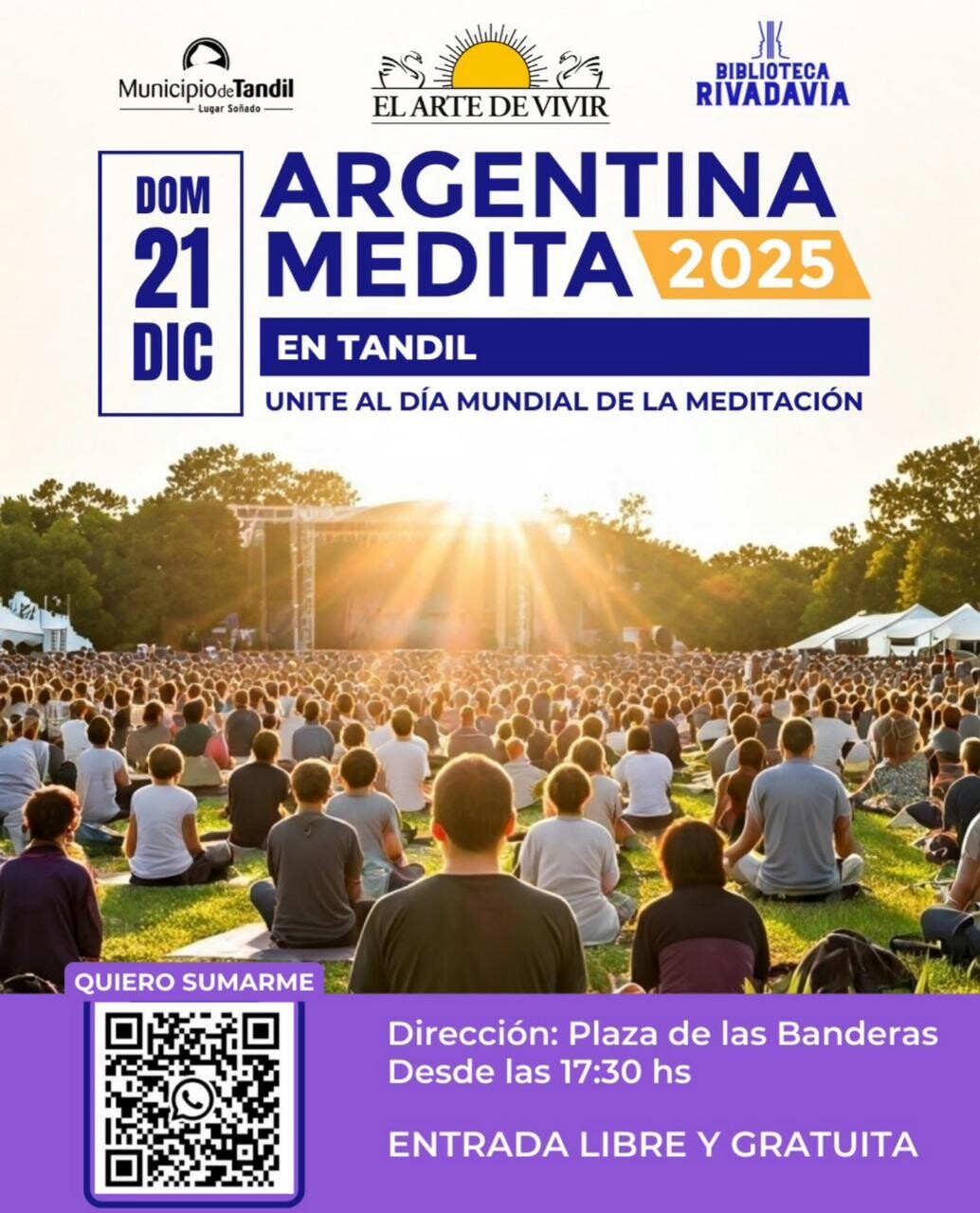 Tandil será sede del evento “Argentina Medita 2025” por el Día Mundial de la Meditación