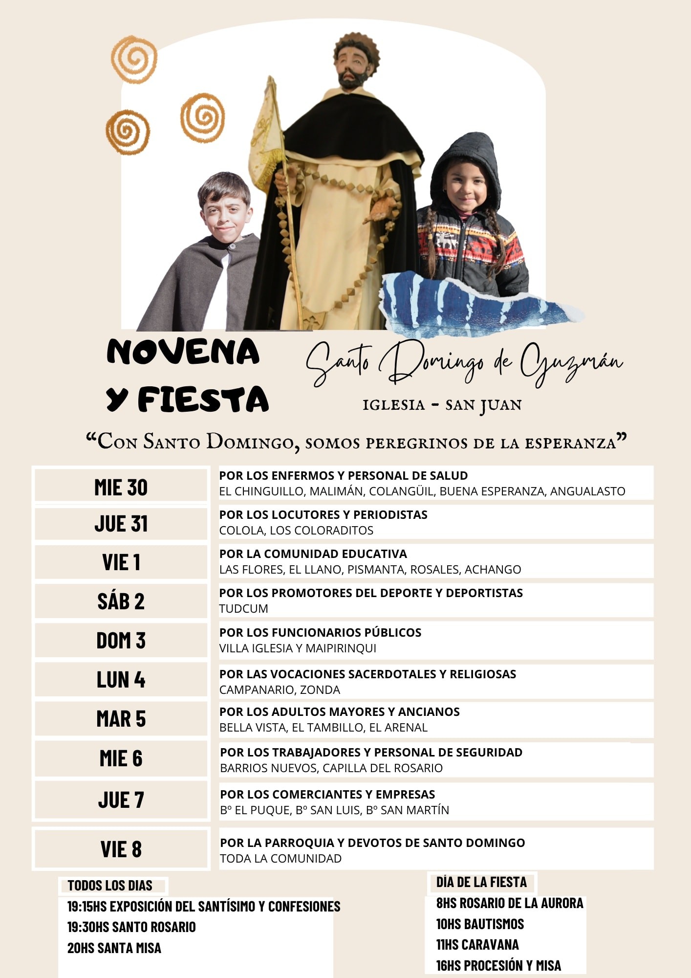 IGLESIA: La Municipalidad invita a la Fiesta en Honor al santo patrono Domingo De Guzmán