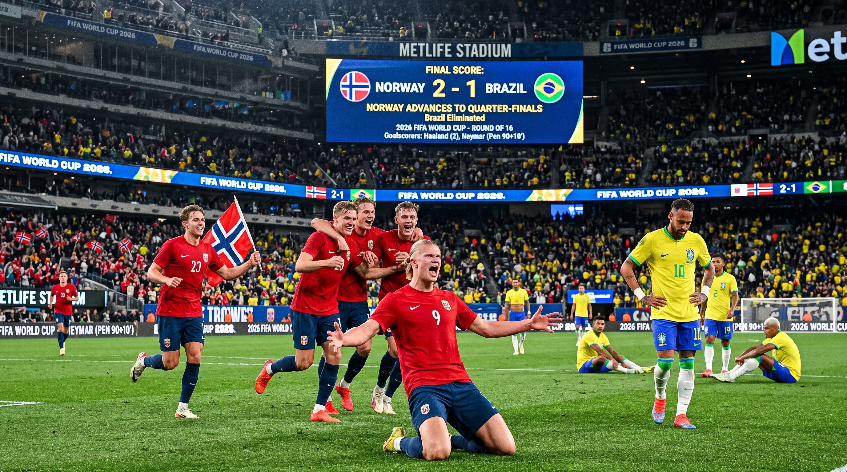 NORUEGA ELIMINÓ A BRASIL Y PASÓ A CUARTOS 