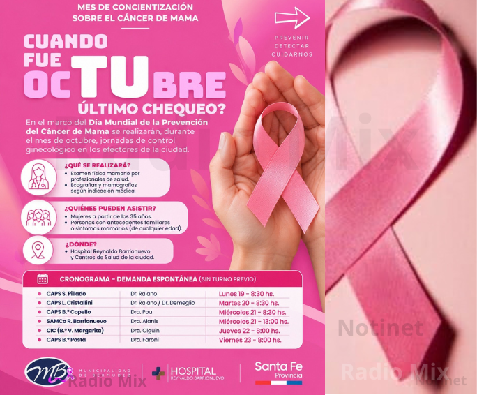 Capitán Bermúdez realiza jornadas de control gratuito por el Mes del Cáncer de Mama