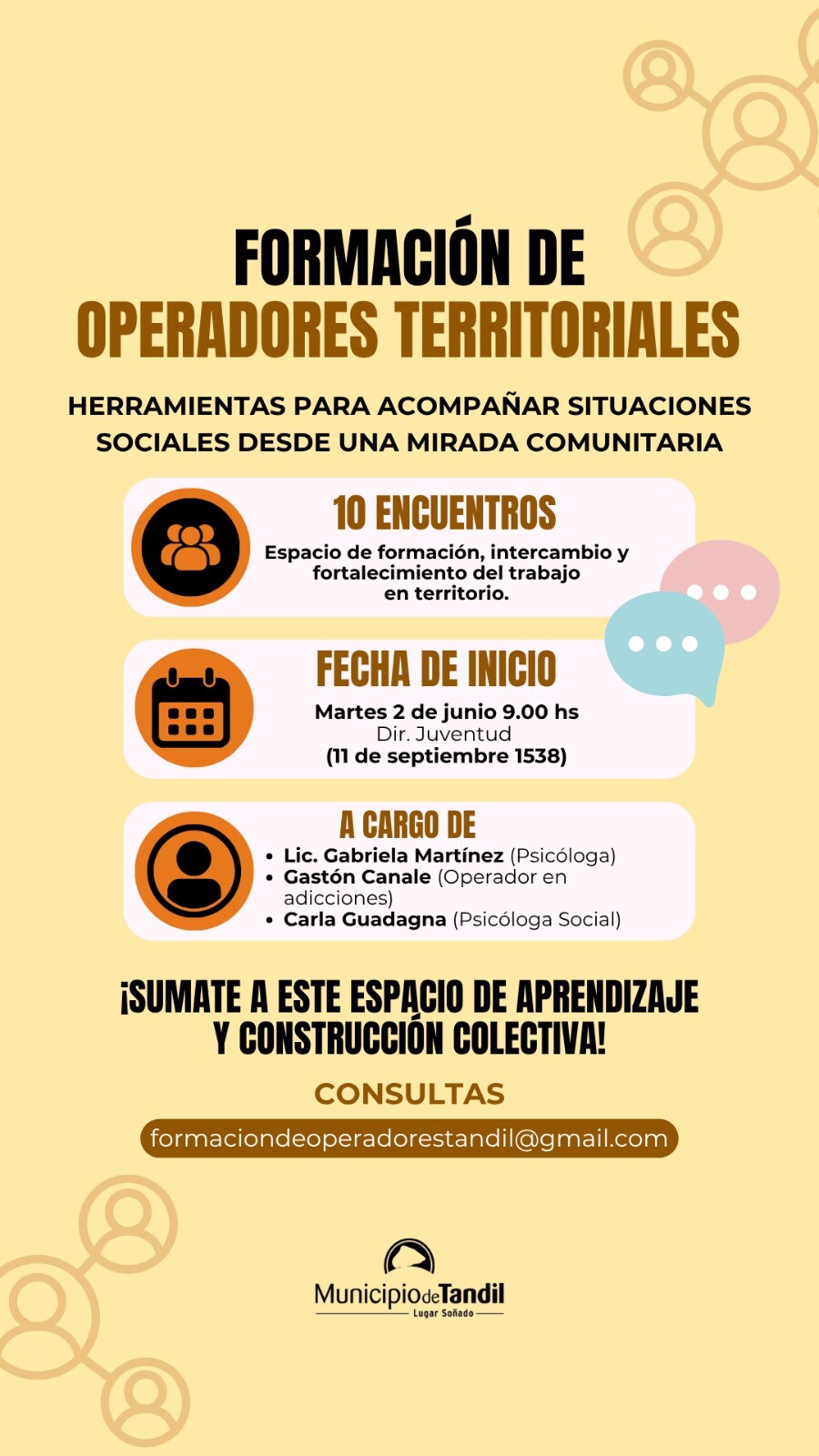 Prevención comunitaria: el Municipio de Tandil impulsa una formación para operadores territoriales